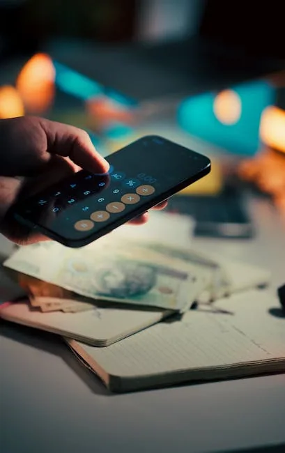 Person Comparing Smartphone Finance App To Paper Receipts Track Expenses