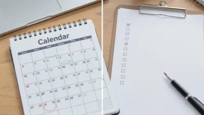 Comparison of a bill calendar and a bill checklist for organizing monthly payments and avoiding late fees.