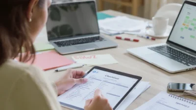 Budget alert checklist with categories for bills, spending, and subscriptions to manage finances.