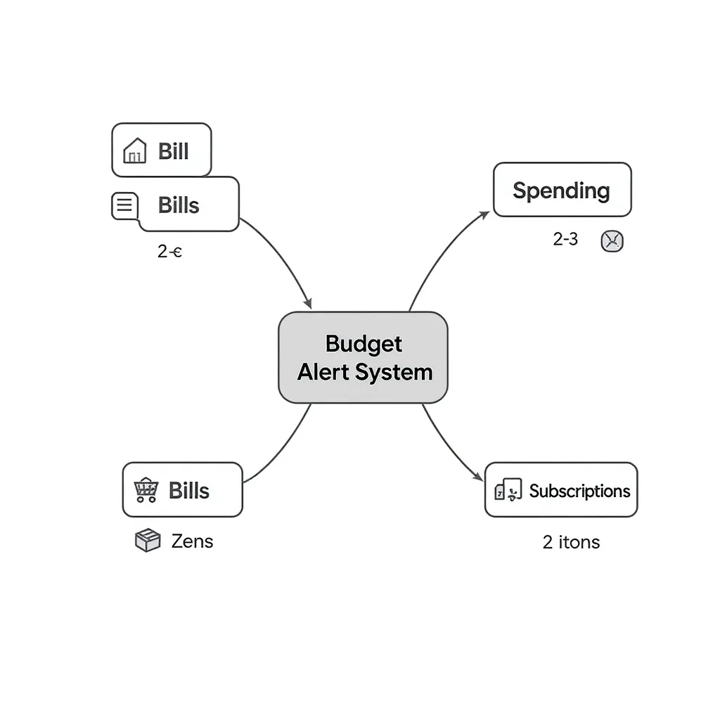 Simple Mindmap Diagram With Budget Alert System In The Center
