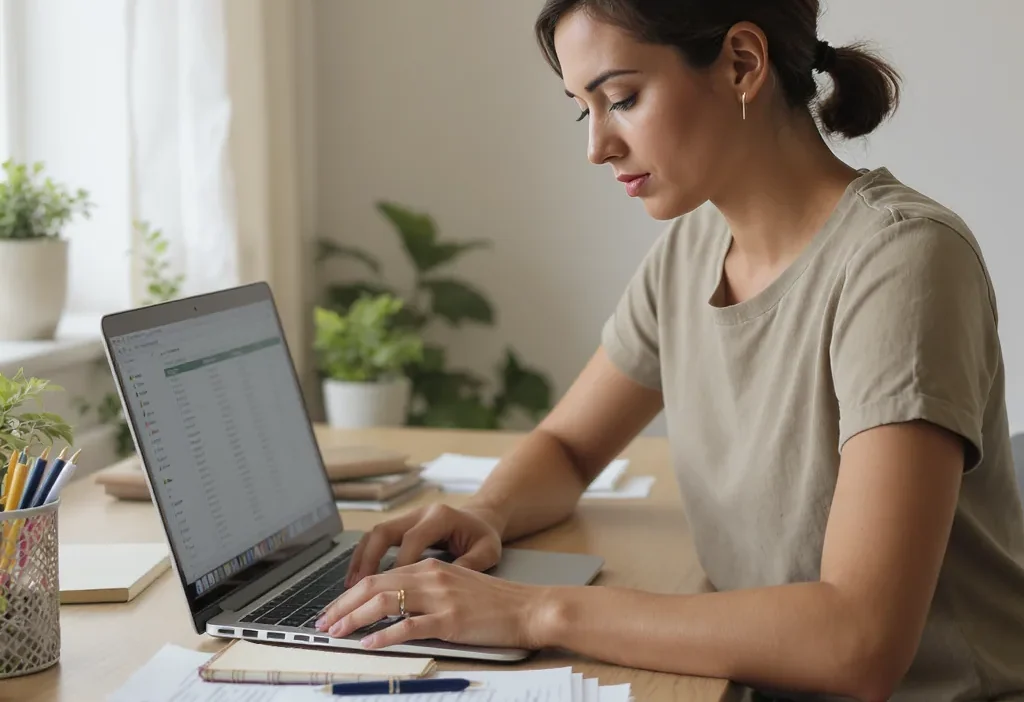 A simplified budget spreadsheet showing organized expense categories like housing, food, and transportation.