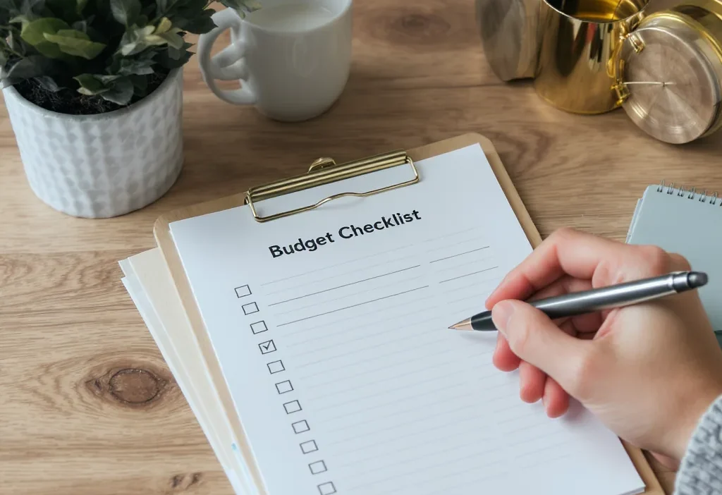 A printable budget reset checklist for organizing finances after a busy week.