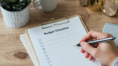 A printable budget reset checklist for organizing finances after a busy week.