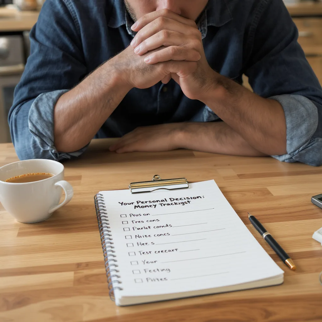 Person At A Kitchen Table Looking Notebook With Pros