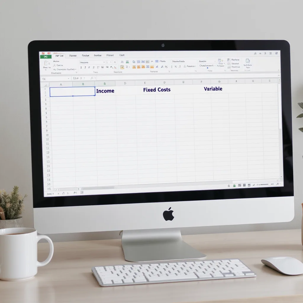Minimalist Computer Screen Showing A Simple Spreadsheet For Income And