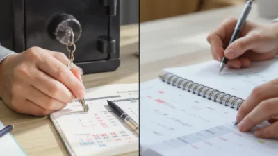 Illustration comparing sinking funds for planned expenses and an emergency fund for unexpected costs.