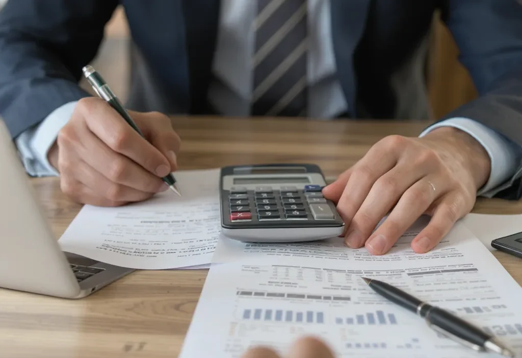 A person simplifying a budget by merging categories like groceries and dining out on a notepad.