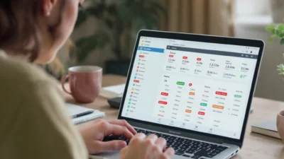 Illustration showing auto-categorized expenses going wrong with a magnifying glass highlighting errors and quick fixes