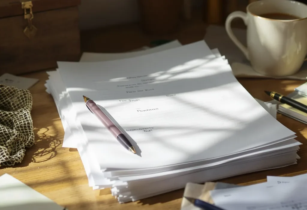 A calendar with missed bill dates marked in red, next to a checklist for financial organization.